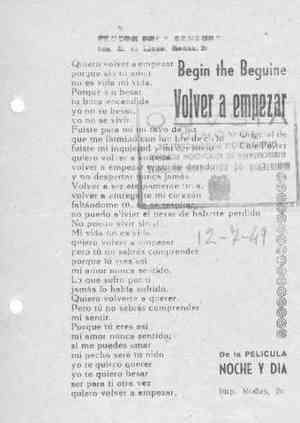 Begin the Beguine Volvera empezar
