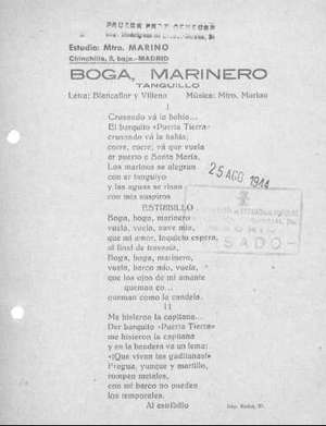 BOGA, MARINERO TANGUILLO