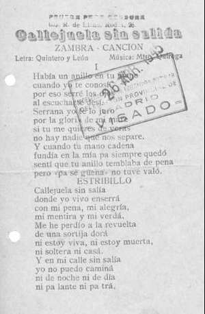 Callejuela sin salidas ZAMBRA-CANCIÓN