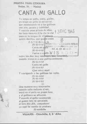 CANTA MI GALLO