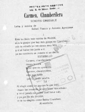 Carmen, Chamberilera SCHOTIS COREABLE