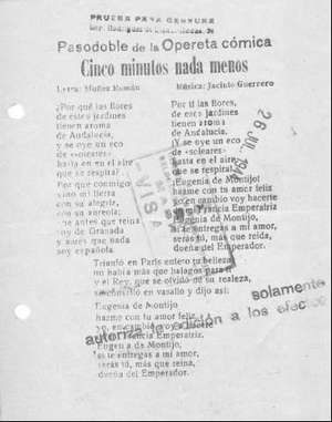 Pasodoble de la Opereta cómica Cinco minutos nada menos