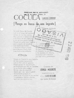COCULA CANCIÓN CORRidO (Vengo en busca de una ingrata)
