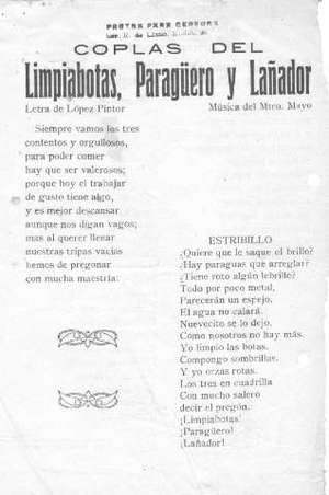 Coplas del Limpiabotas, Paragüero y Lañador