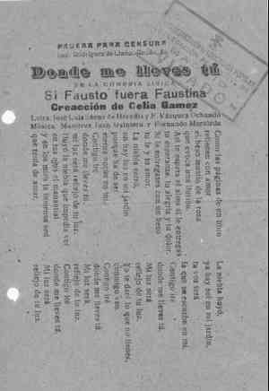 Donde me lleves tú DE LA COMEDIA LÍRICA Si Fausto fuera Faustina