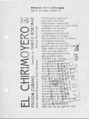 EL CHIRIMOYERO PREGÓN CUBANO