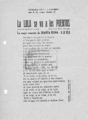 La LOLA se va a los PUERTOS: A LA VELA