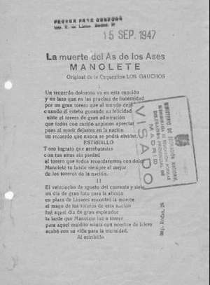 La muerte del As de los Ases MANOLETE