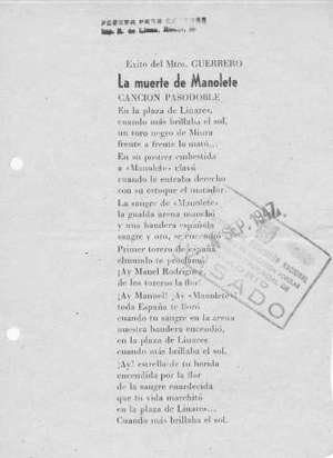La muerte de Manolete CANCIÓN PASODOBLE