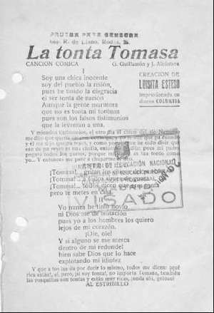 La tonta Tomasa CANCIÓN CÓMICA