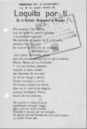 Loquito por tí. De la revista 