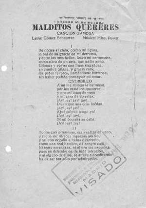 MALDITOS QUERERES CANCIÓN ZAMBRA