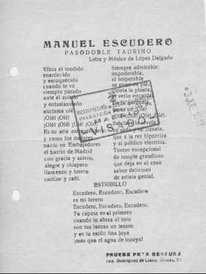 MANUEL ESCUDERO PASODOBLE TAURINO