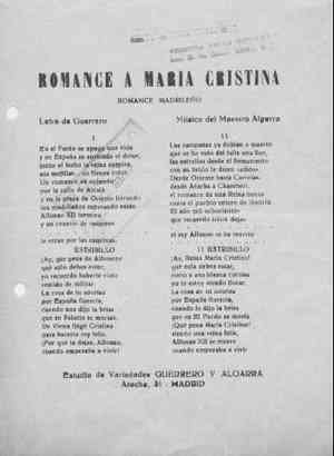 ROMANCE MARÍA CRISTINA ROMANCE MADRILEÑO