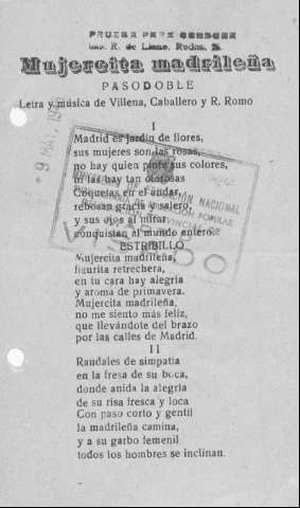 Mujercita madrileña PASODOBLE