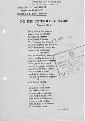 NO DES CONSEJOS A NADIE Tanguillo