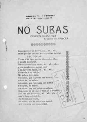 NO SUBAS CANCIÓN BRASILEIRA