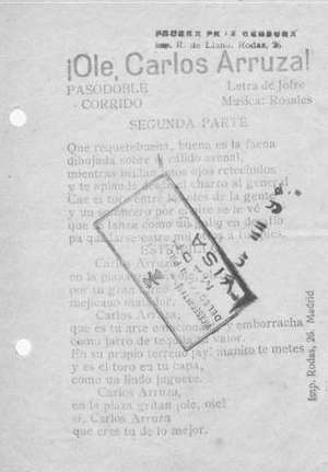 ¡Ole, Carlos Arruza! PASODOBLE-CORRidO SEGUNDA PARTE