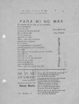 PARA MÍ NO MÁS BOLERO de Don Fabian