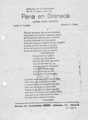 Pena en Granada LETRA PARA HOMBRE