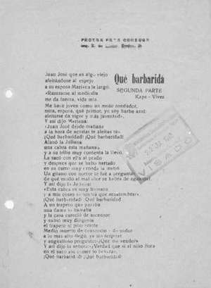 Qué barbaridá SEGUNDA PARTE