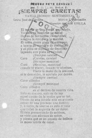 ¡SIEMPRE CARETAS! TANGO IRÓNICO-SENTIMENTAL