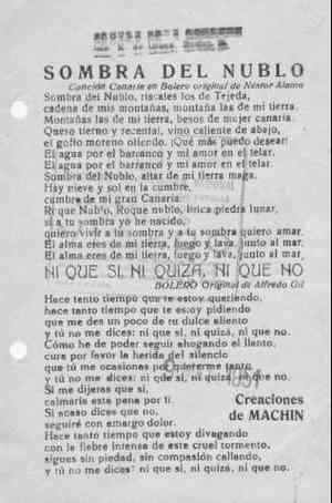 SOMBRA DEL NUBLO Canción Canaria en Bolero
