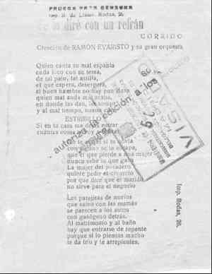 TE LO DIRÉ CON UN REFRÁN CORRidO