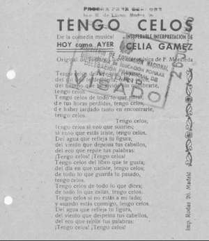 TENGO CELOS. De la comedia musical HOY COMO AYER