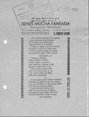 TIENES MUCHA FANTASÍA. Del espectáculo PINCELADAS.