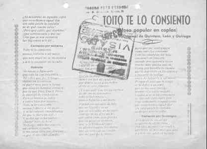 TOITO TE LO CONSIENTO. Glosa popular en coplas