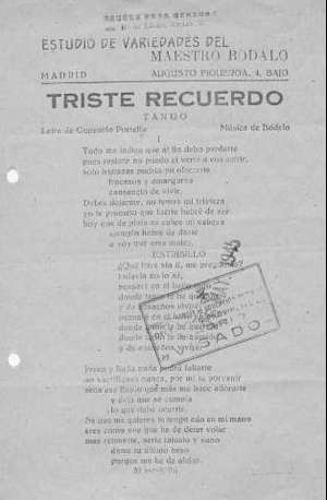 TRISTE RECUERDO Tango