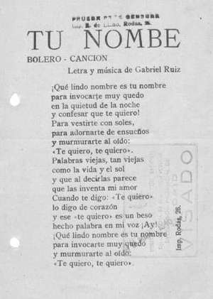 TU NOMBRE Bolero - Canción