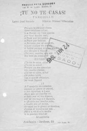 ¡TÚ NO TE CASAS! Tanguillo