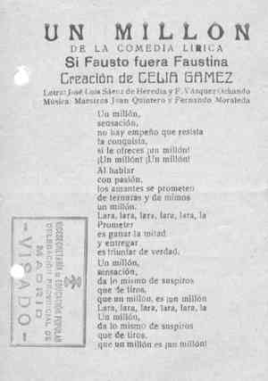 UN MILLÓN de la comedia lírica SI FAUSTO FUERA FAUSTINA