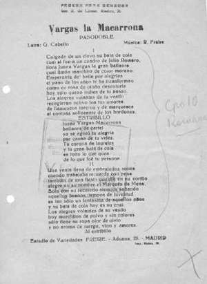 VARGAS LA MACARRONA Pasodoble