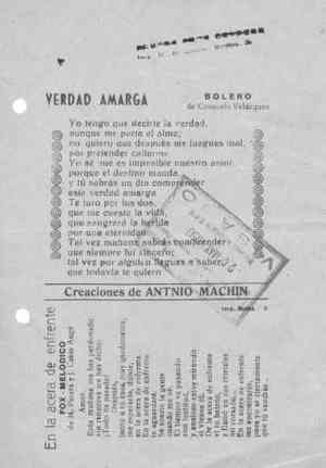VERDAD AMARGA Bolero / EN LA ACERA DE ENFRENTE Fox - Melódico