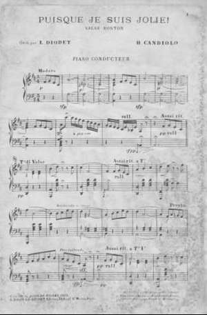 PUISQUE JE SUIS JOLIE!.Valse Boston. Piano Conducteur.