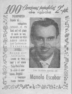 100 CANCIONES POPULARES DE MODA. Los últimos éxitos de Manolo Escobar
