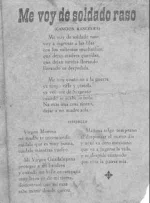 ME VOY DE SOLDADO RASO. Canción Ranchera