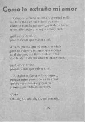 COMO TE EXTRAÑO MI AMOR