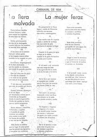 CARNAVAL DE 1934. La fiera malvada.