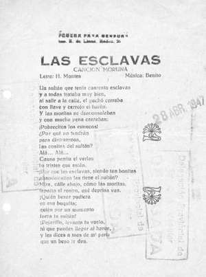 LAS ESCLAVAS. Canción Moruna