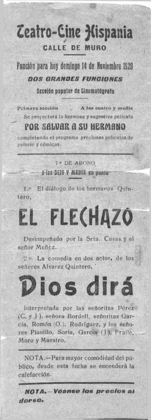 Teatro-Cine Hispania. POR SALVAR A SU HERMANO