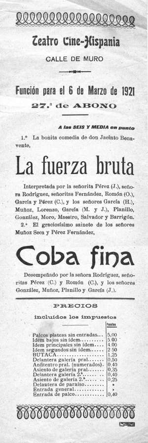 Teatro-Cine Hispania. LA FUERZA BRUTA.