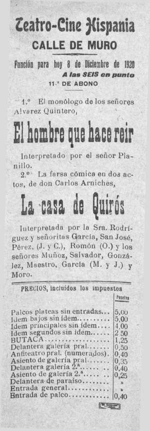 Teatro-Cine Hispania.EL HOMBRE QUE HACE REIR.