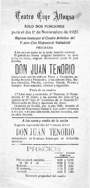 Teatro Cine Alfonsa. DON JUAN TENORIO.