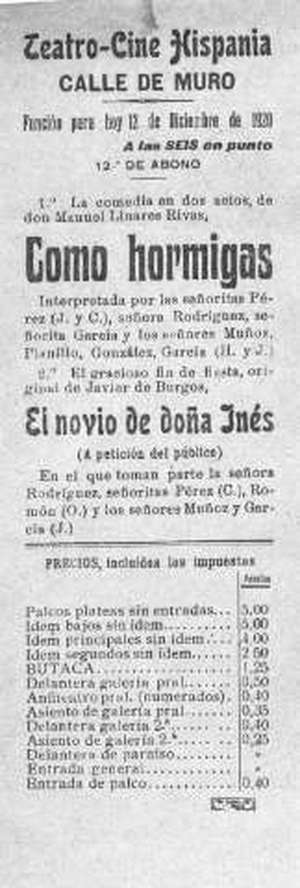 Teatro-Cine Hispania. COMO HORMIGAS