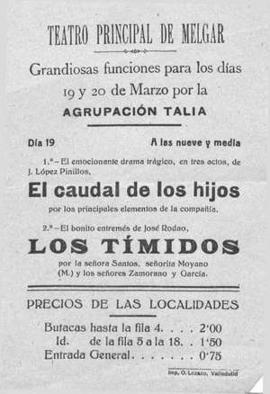 Teatro Principal de Melgar. EL CAUDAL DE LOS HIJOS.