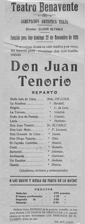 Teatro Benavente.DON JUAN TENORIO